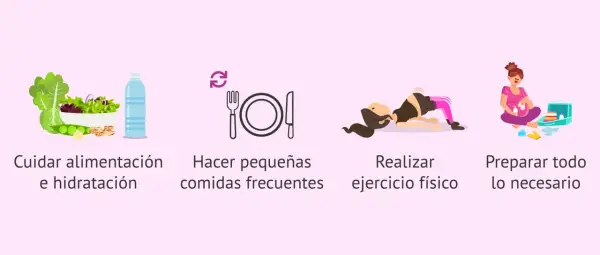 Consejos para la semana 36 de embarazo: cuidar alimentación, comer frecuente, ejercicio y preparar todo.